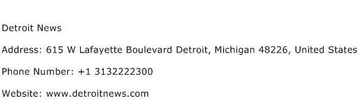 Detroit News Address Contact Number