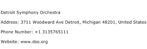 Detroit Symphony Orchestra Address Contact Number