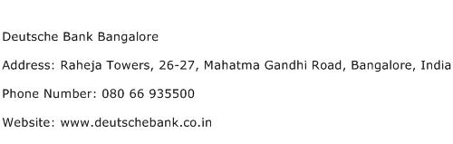 Deutsche Bank Bangalore Address Contact Number