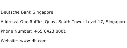 Deutsche Bank Singapore Address Contact Number