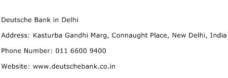 Deutsche Bank in Delhi Address Contact Number