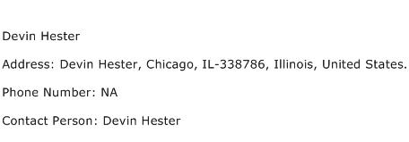 Devin Hester Address Contact Number