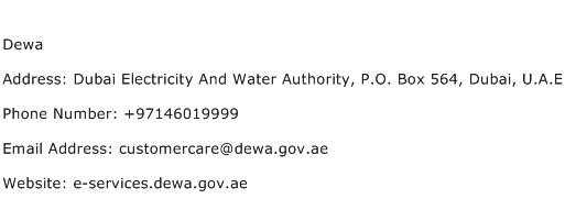 Dewa Address Contact Number
