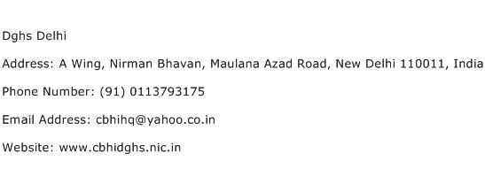 Dghs Delhi Address Contact Number