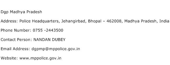 Dgp Madhya Pradesh Address Contact Number