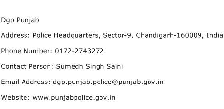 Dgp Punjab Address Contact Number