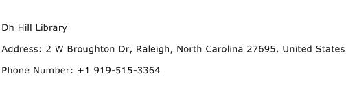 Dh Hill Library Address Contact Number