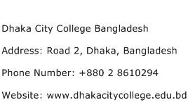 Dhaka City College Bangladesh Address Contact Number