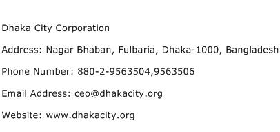 Dhaka City Corporation Address Contact Number