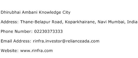 Dhirubhai Ambani Knowledge City Address Contact Number