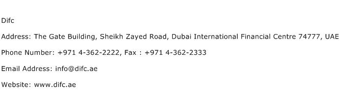 Difc Address Contact Number