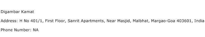 Digambar Kamat Address Contact Number