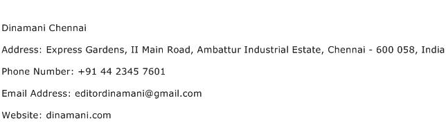 Dinamani Chennai Address Contact Number