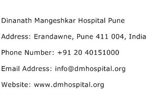 Dinanath Mangeshkar Hospital Pune Address Contact Number