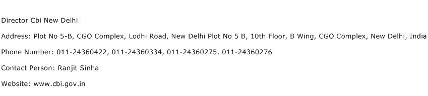 Director Cbi New Delhi Address Contact Number