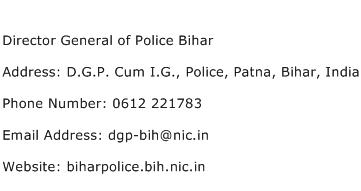 Director General of Police Bihar Address Contact Number