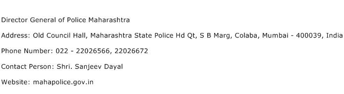 Director General of Police Maharashtra Address Contact Number