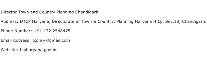 Director Town and Country Planning Chandigarh Address Contact Number