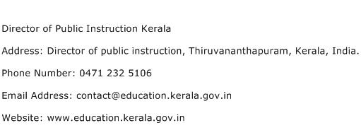 Director of Public Instruction Kerala Address Contact Number