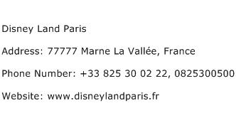 Disney Land Paris Address Contact Number
