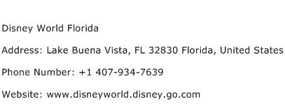 Disney World Florida Address Contact Number