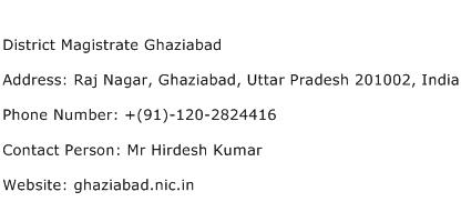 District Magistrate Ghaziabad Address Contact Number