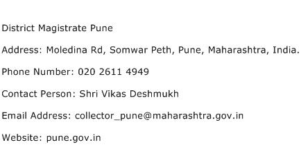 District Magistrate Pune Address Contact Number
