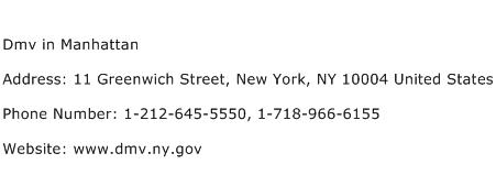 Dmv in Manhattan Address Contact Number