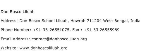 Don Bosco Liluah Address Contact Number