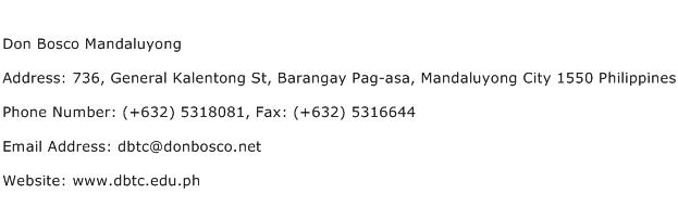 Don Bosco Mandaluyong Address Contact Number