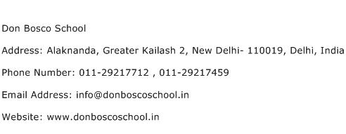 Don Bosco School Address Contact Number
