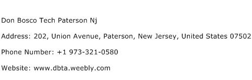 Don Bosco Tech Paterson Nj Address Contact Number