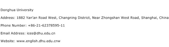 Donghua University Address Contact Number