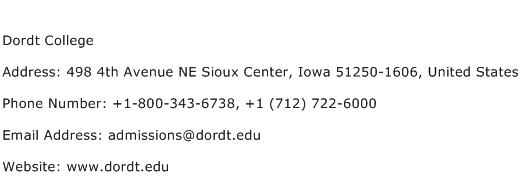Dordt College Address Contact Number