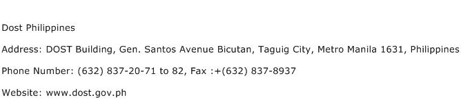Dost Philippines Address Contact Number