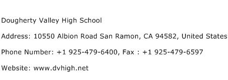 Dougherty Valley High School Address Contact Number