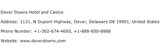 Dover Downs Hotel and Casino Address Contact Number