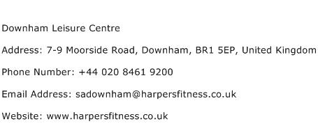 Downham Leisure Centre Address Contact Number