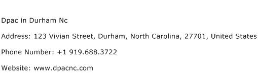 Dpac in Durham Nc Address Contact Number