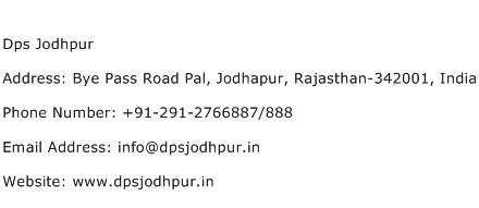 Dps Jodhpur Address Contact Number