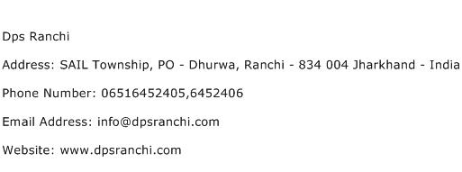 Dps Ranchi Address Contact Number