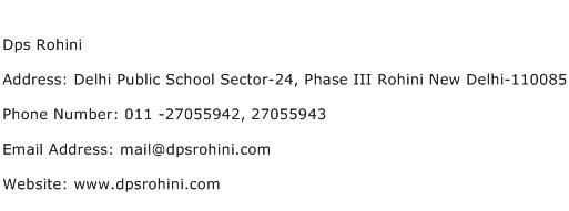 Dps Rohini Address Contact Number