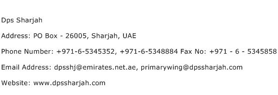 Dps Sharjah Address Contact Number
