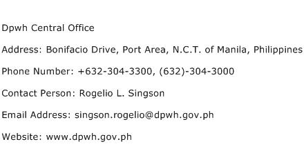 Dpwh Central Office Address Contact Number