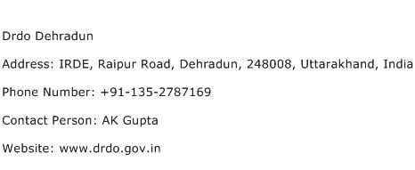 Drdo Dehradun Address Contact Number