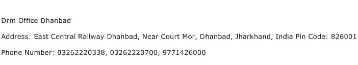 Drm Office Dhanbad Address Contact Number