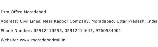 Drm Office Moradabad Address Contact Number