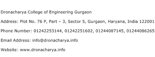Dronacharya College of Engineering Gurgaon Address Contact Number
