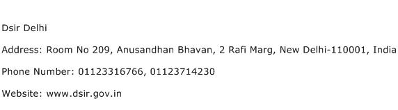Dsir Delhi Address Contact Number