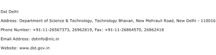 Dst Delhi Address Contact Number